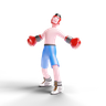 boxing poses 3d illustration