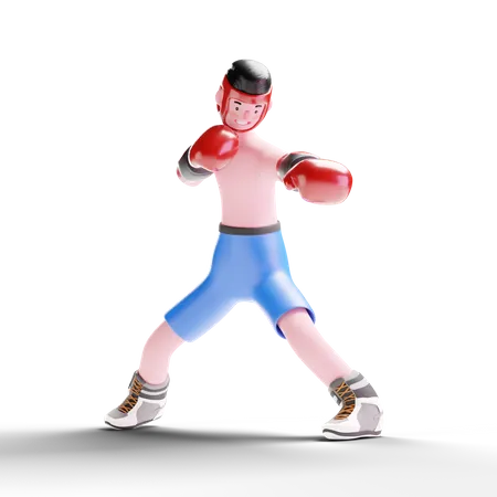 Boxer playing in match  3D Illustration