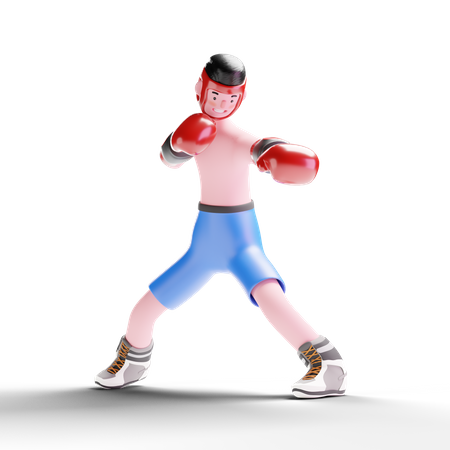 Boxer playing in match  3D Illustration