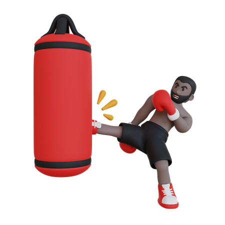 Boxer Practice Low Kick  3D Icon