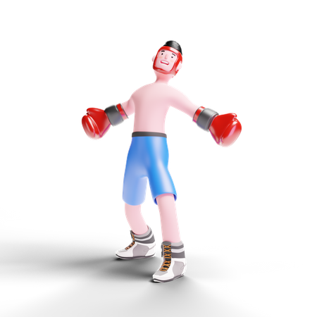 Boxer schaut nach oben  3D Illustration