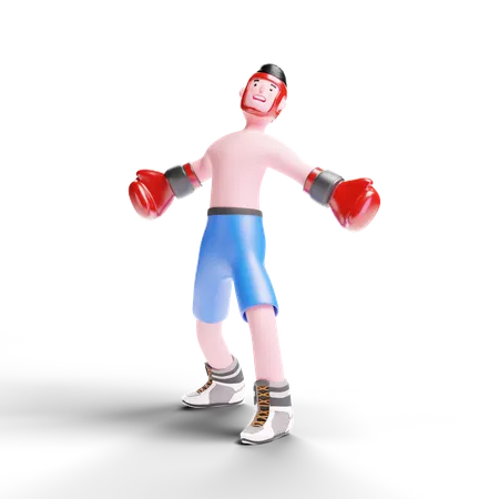 Boxer schaut nach oben  3D Illustration