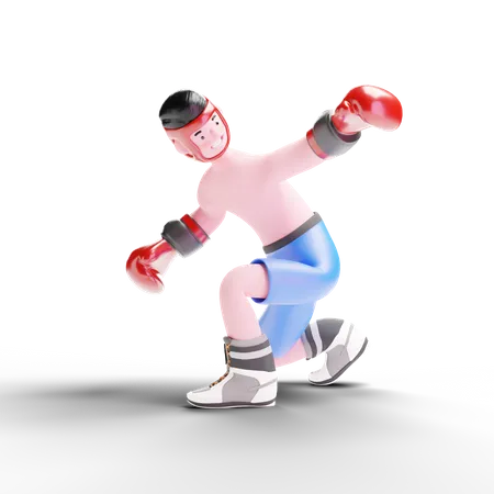 Boxer sentado no joelho  3D Illustration