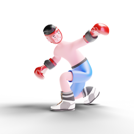 Boxer sitting on knee  3D Illustration