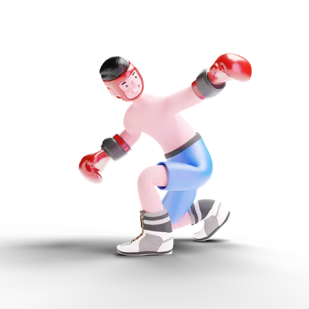 Boxer sitting on knee  3D Illustration
