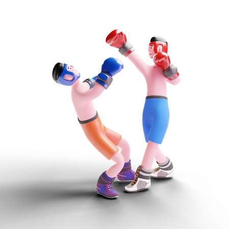 Boxer spielen im Kampf  3D Illustration