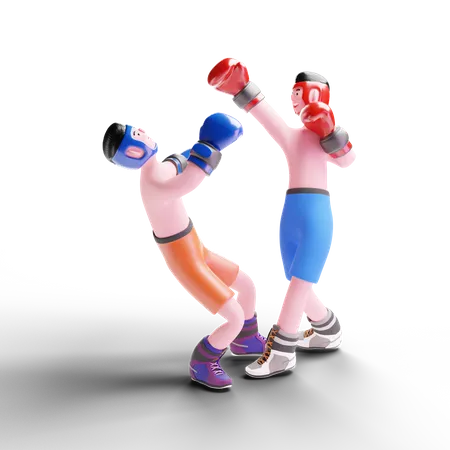 Boxer spielen im Kampf  3D Illustration