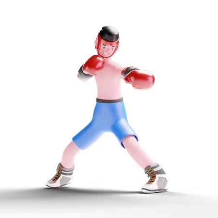 Boxer spielt im Kampf  3D Illustration