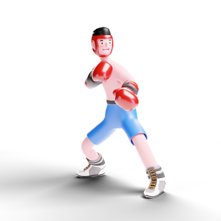 Boxer standing in pose 3D Illustration