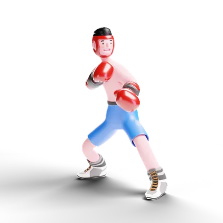Boxer standing in pose  3D Illustration