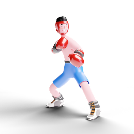 Boxer steht in pose  3D Illustration