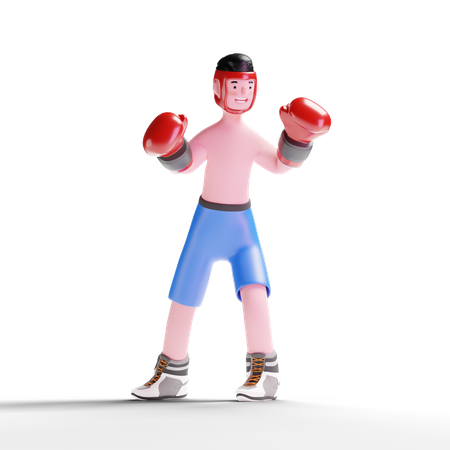 Boxer usando luvas nas mãos  3D Illustration