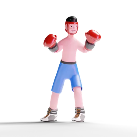 Boxer wearing gloves in hands  3D Illustration