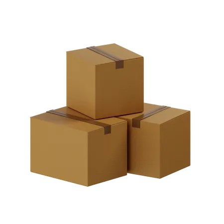 Clean Cardboard Boxes 3D Illustration