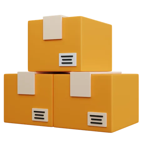 3 D Rendering Three Cardboard Boxes Stacked Isolated 3D Icon