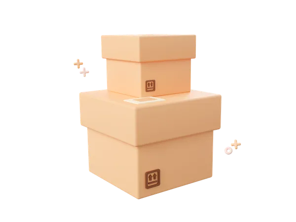 3 D Cartoon Design Illustration Of Parcel Boxes Icon Isolated Shopping Online Concept 3D Icon