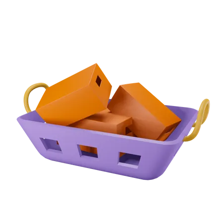 Boxes in shopping cart  3D Illustration