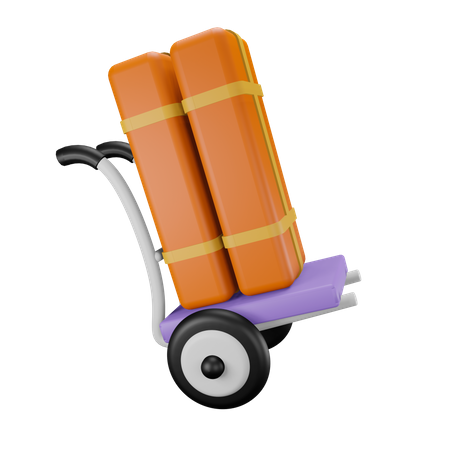 Boxes on delivery trolley  3D Illustration