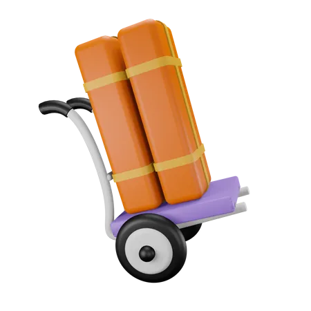 Boxes on delivery trolley  3D Illustration
