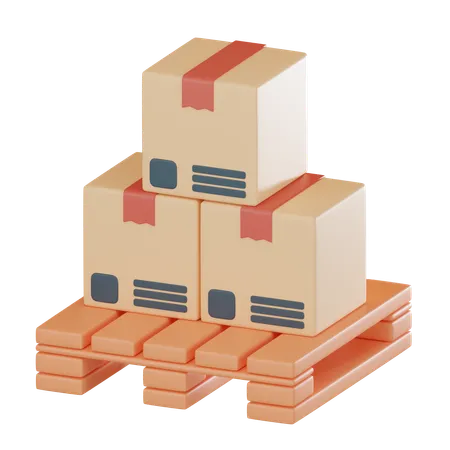 Boxes On Wooden Pallet  3D Icon