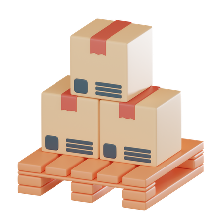 Boxes On Wooden Pallet  3D Icon