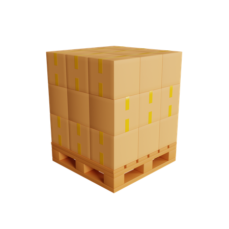 Boxes On Wooden Pallet  3D Icon