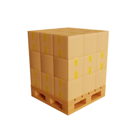 Boxes On Wooden Pallet  3D Icon