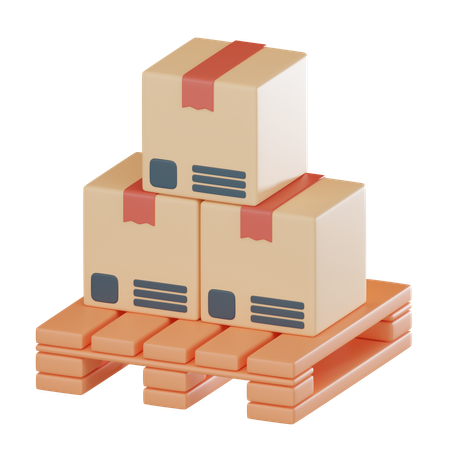 Boxes On Wooden Pallet  3D Icon