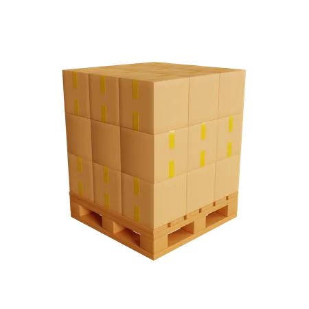 Boxes Package On The Wooden Pallet 3D Icon