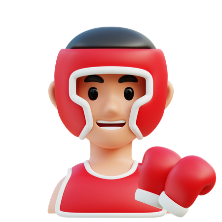 Boxeur avec des gants rouges  3D Icon