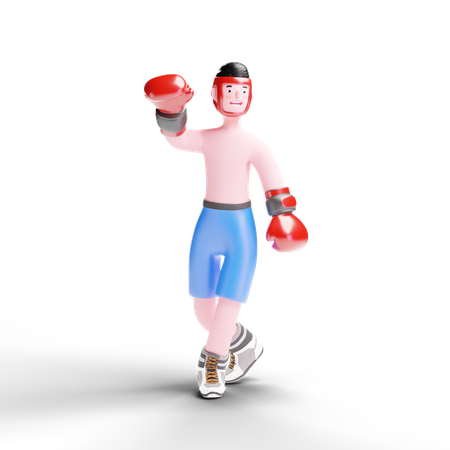 Boxeur célébrant sa victoire  3D Illustration