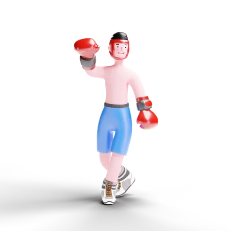 Boxeur célébrant sa victoire  3D Illustration