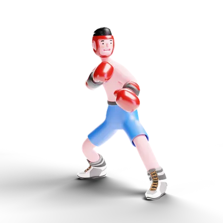 Boxer debout en pose  3D Illustration