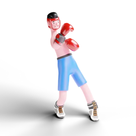 Boxer faisant un entraînement de frappe  3D Illustration