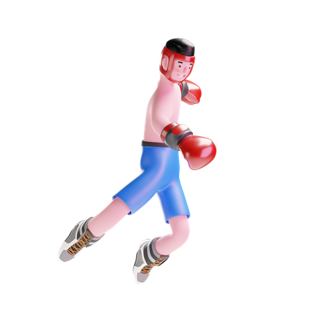 Boxer mâle sautant dans les airs  3D Illustration