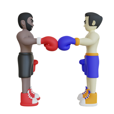 Boxing Athlete Fist Bump  3D Illustration