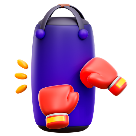 Boxing Bag And Gloves 3D Illustration