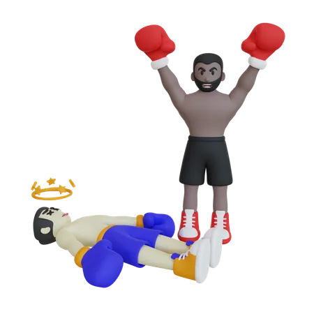 Boxing Fight Winner  3D Illustration