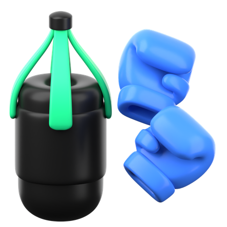 Boxing Gloves And Punching Bag  3D Icon