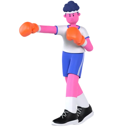 Boxing Player  3D Illustration