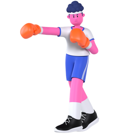 Boxing Player  3D Illustration