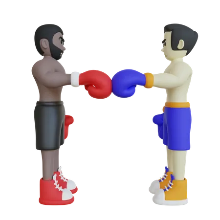 Boxsportler, Fauststoß  3D Illustration