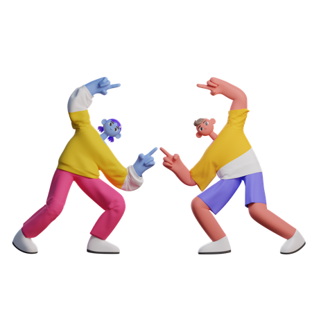 Boy And Girl Doing Fusion Pose  3D Icon