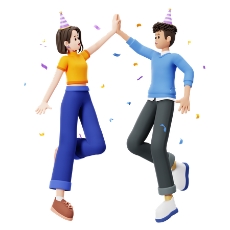 Boy and girl giving hifi  3D Icon