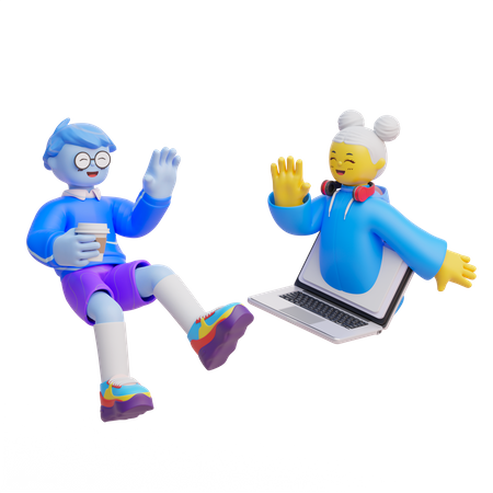 Boy And Girl Talking In Video  3D Icon