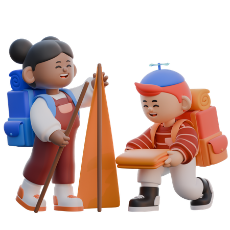 Boy and girl Teamwork  3D Icon