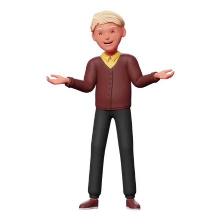 Boy asking something  3D Illustration