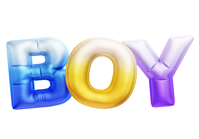 Boy Balloon Text  3D Icon