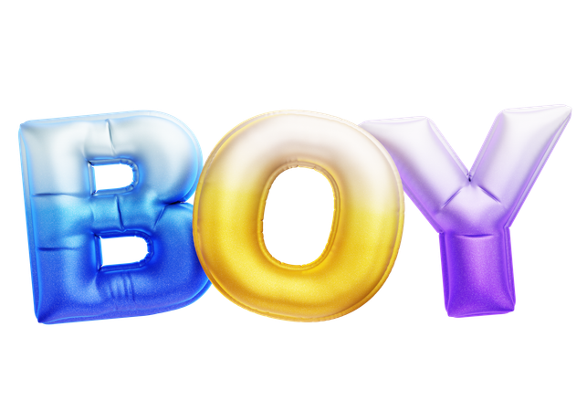 Boy Balloon Text  3D Icon