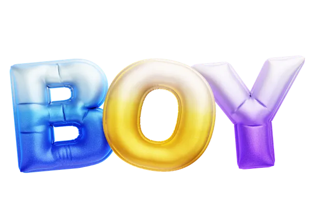 Boy Balloon Text  3D Icon